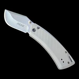Revo Folding Knife Stonewashed Blade Carbon Fiber Handle Pocket Clip